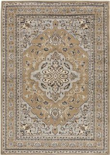 5.25' x 7.5' Vanderbilt Victorian Style Tan and Gray Shed Free Area Throw Rug   Machine Made Rugs