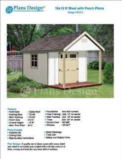 16' x 12' Cabin Loft Utility Shed with Porch Plans / Plueprint   Design #P61612   Woodworking Project Plans  