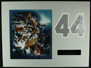 George Gervin Autographed Hand Signed Spurs 18x24 Custom Matted Number Display (Psa) at 's Sports Collectibles Store