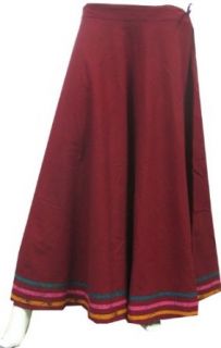 Long Indian Skirt Womens Cotton India Clothes (Maroon, One Size): World Apparel: Clothing