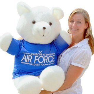 BigPlush U.S. Air Force Giant Teddy Bear Wearing T Shirt Someone in the Air Force Loves You   Blue: Toys & Games