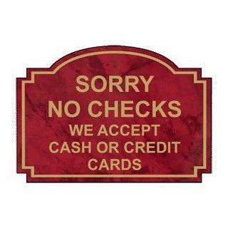 Sorry No Checks Engraved Sign EGRE 15756 GLDonPTWN Payment Policies : Business And Store Signs : Office Products