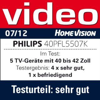 Philips 40PFL5507K/12 102 cm (40 Zoll) 3D LED Backlight Fernseher, EEK A+ (Full HD, 400Hz PMR, DVB C/T/S, CI+, Smart TV Plus, WiFi, USB Recording) silber schwarz gebrstet: Heimkino, TV & Video