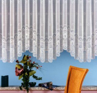 Gardine, Blumenfensterstore mit ca. 125 cm Bogen und Universalschienenband, Gre 125x500: Küche & Haushalt
