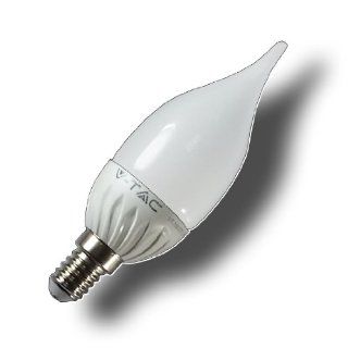 V TAC E14 LED Kerzenlampe Flamme 3W 37x128 Thermoplastic Warmwei 245Lm Ersetzt 25W: Beleuchtung
