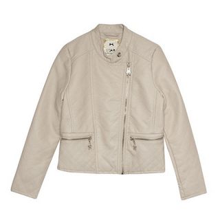 Star by Julien Macdonald Designer girls cream quilted biker jacket