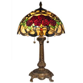 Red Rose 27 H Table Lamp with Bowl Shade by Dale Tiffany
