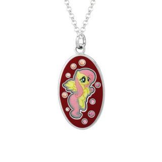 Fine Silver Plated Crystal Fluttershy Oval Dog Tag My Little Pony