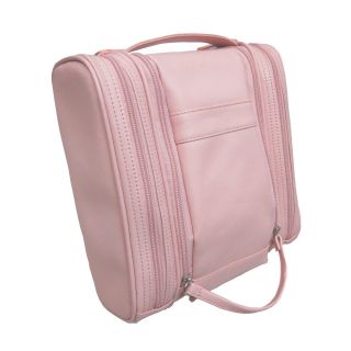 Royce Leather Deluxe Toiletry Bag   Carnation Pink   Travel Accessories