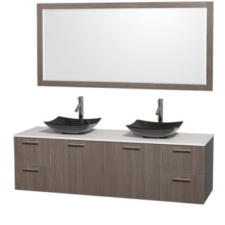 Wyndham Collection Amare 72 inch Double Vanity in Grey Oak with White