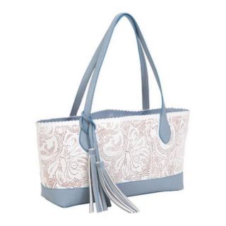 Womens BUCO Handbags Small Bi Color Paisley Tote KE 20802 White