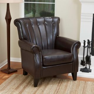 Christopher Knight Home Clifford Channel Tufted Brown Bonded Leather