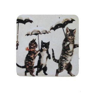Cats with Umbrellas Coaster