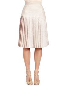 Givenchy Stitch Down Pleated Skirt, Taupe Beige