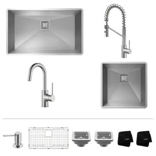 31.5 x 18.5 Undermount Stainless Steel Sinks with Pull Down and Bar