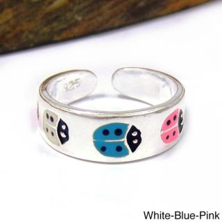 Multicolor Lady Bug .925 Silver Toe or Pinky Ring (Thailand)