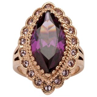 PalmBeach 7.94 TCW Marquise Cut Purple Cubic Zirconia Cocktail Ring in