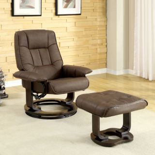 Hokku Designs Leatherette Swivel Recliner Chair and Ottoman