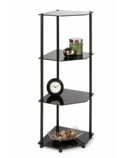 Convenience Concepts Black Classic Glass 4 Tier Corner Shelf   Bookcases