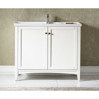 Asti 40 inch Single Vanity in White with White Drop In Porcelain