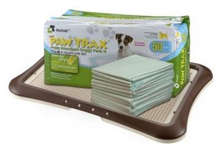 Richell Paw Trax Mesh Tray and 50 Doggy Pads Combo Set   White   Dog Training