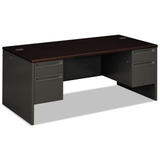 HON 10500 Series Mahogany Finish Double Pedestal Desk