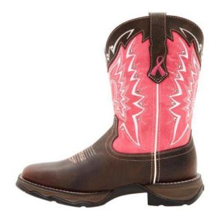 Womens Durango Boot 10in Pink Ribbon Lady Rebel Dark Brown/Pink