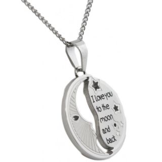 Stainless Steel I Love You To The Moon and Back Cut out Round