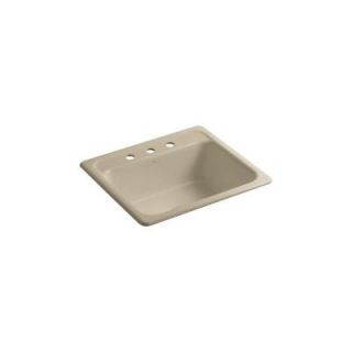 KOHLER Mayfield Self Rimming Cast Iron 25x22x8.75 3 Hole Kitchen Sink in Mexican Sand K 5964 3 33