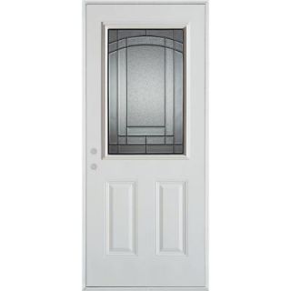 Stanley Doors 36 in. x 80 in. Chatham Patina 1/2 Lite 2 Panel Prefinished White Right Hand Inswing Steel Prehung Front Door 1538S S 36 R P