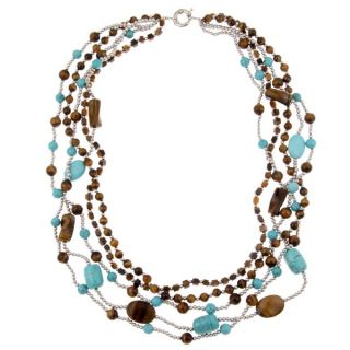 Pearlz Ocean Tigers Eye and Howlite 5 row Necklace
