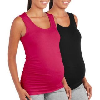 Oh! Mamma Maternity Basic Tank with Side Ruching, 2 Pack Value Bundle