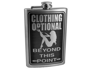 8oz Clothing Optional Beyond This Point Flask