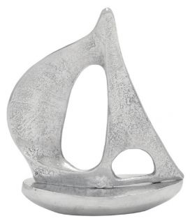 Woodland Imports Silver Modern Sail Boat Sculpture   14H in.   Sculptures & Figurines