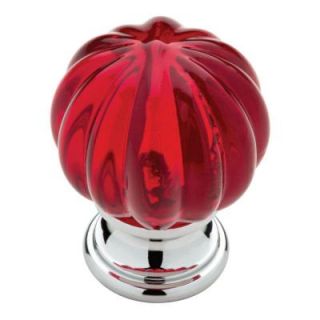 Liberty 1 1/4 in. Chrome with Red Acrylic Ridge Ball Cabinet Knob P30104 102 C