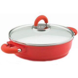 Vinaroz 9.5 in. Aluminum Low Pot with Ceramic Non Stick Coating in Red DISCONTINUED VRC 24LP RD