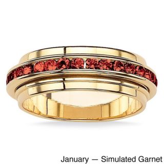 PalmBeach Round Birthstone 14k Gold Plated Eternity Spinner Band Color