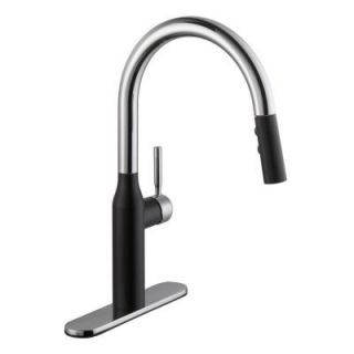 Schon Contemporary Single Handle Pull Down Sprayer Kitchen Faucet in Chrome and Black 67553 0191