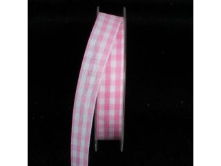 Pink and White Gingham Cut Edge Ribbon 16mm x 198 Yards