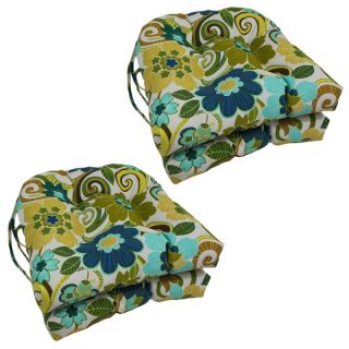 Blazing Needles Floral/ Stripe U shaped 16 inch Outdoor Chair Cushions