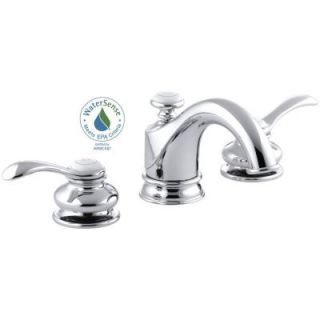 KOHLER Fairfax 8 in. Widespread 2 Handle Low Arc Water Saving Bathroom Faucet in Polished Chrome with Lever Handles K 12265 4 CP