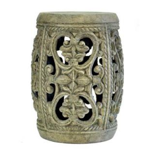 MPG 19 in. H Cast Stone Garden Stool in Granite Finish PF5773SAG