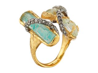 Alexis Bittar Multi Stone Encrusted Vine w/ Custom Aqua Crackle Crystal & ite Doublet Cocktail Ring