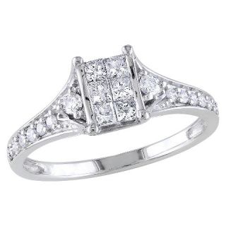 CT. T.W. Princess and Round Diamonds Engagement Ring in 10K White