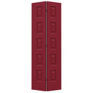 ReliaBilt Barn Red Hollow Core 5 Panel Equal Bi Fold Closet Interior Door (Common: 32 in x 80 in; Actual: 31.5 in x 79 in)