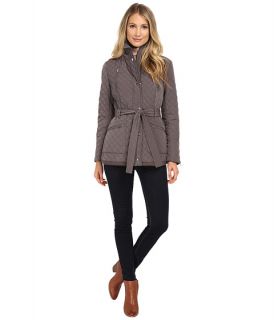 dkny 3 4 belted quilt with knit details