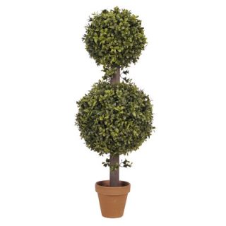 House of Silk Flowers Artificial Double Boxwood Ball Topiary in Pot