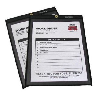 C line Stitched Shop Ticket Holders With Black Backing   Letter   8.50" X 11"   Pressboard   Clear, Black   25 / Box (CLI45911)