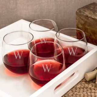 Personalized Stemless Red Wine Glasses (Set of 4) C