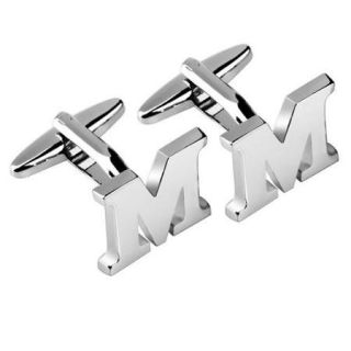 Zodaca Men's Initial "M" Alphabet Letter Silver Copper Cufflinks Fathers Day Wedding Birthday Party Cuff Links